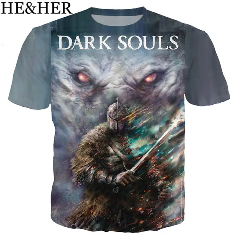 Latest arrival game dark soul t shirt men/women 3D printed t-shirts Short sleeve Harajuku style tshirt streetwear unisex tops | Мужская