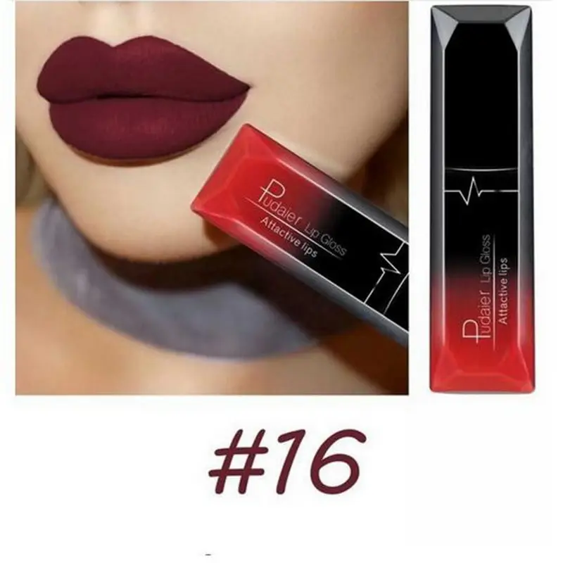16 Pudaier beauty блеск для губ матовый оттенок жидкая помада макияж Водонепроницаемая Матовая жидкая губная помада Batom mate Cosmetics - Цвет: 16