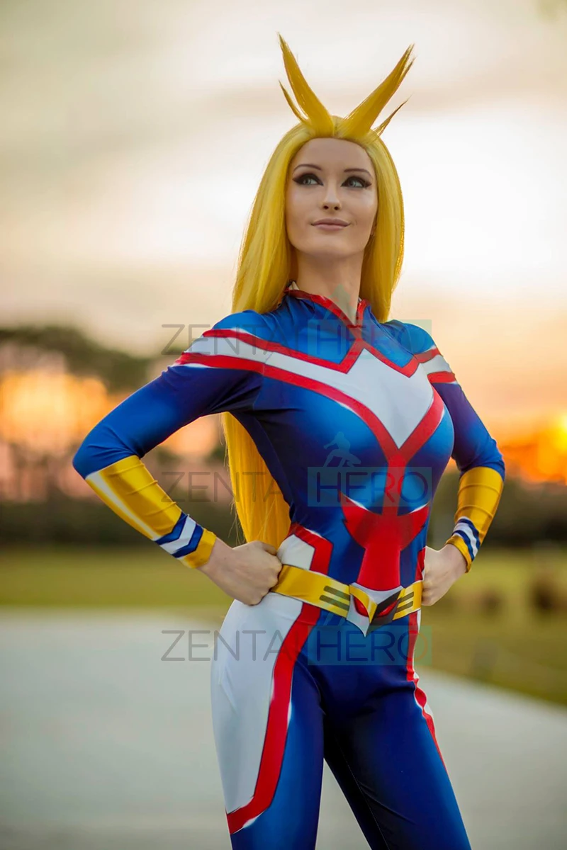 Костюмы для косплея «My Hero Academy» с 3D принтом «All Might Women», спандекс, Zentai, боди для хеллоуина, женские костюмы для девочек