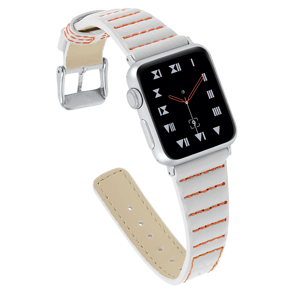 Ремешок из натуральной кожи с волнистой нитью для Apple Watch сменный ремешок iWatch 1 2 3 4