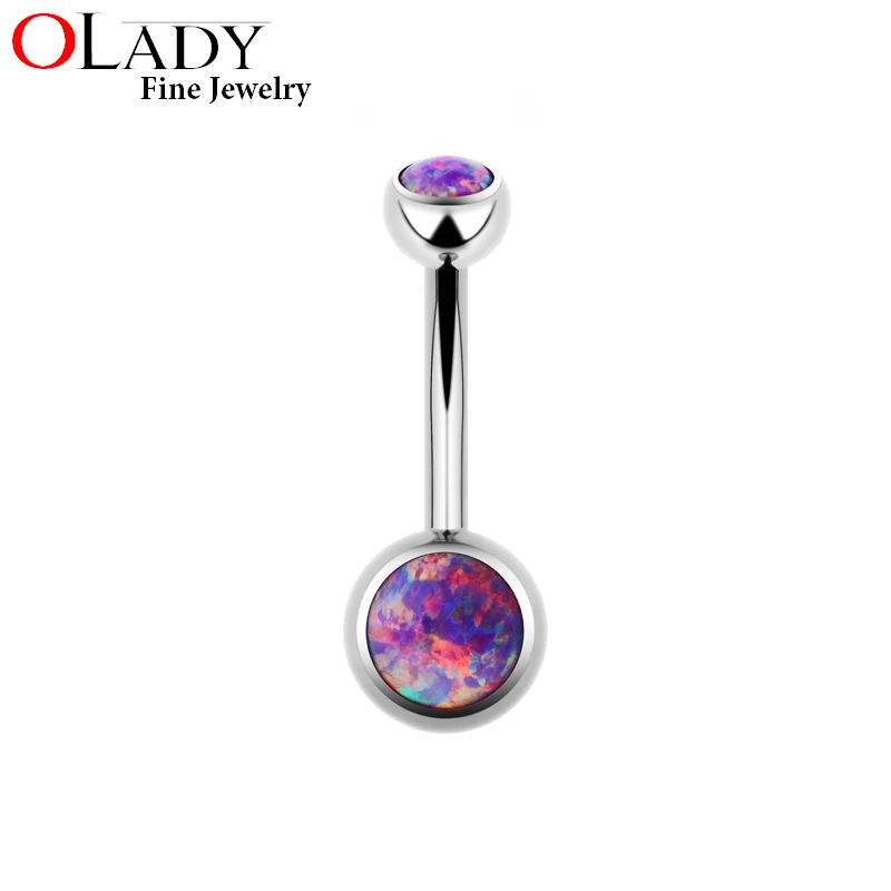 Изогнутые Штанги из титана 14 г 10 мм с опалом|piercing body jewelry|body jewelrybelly button |