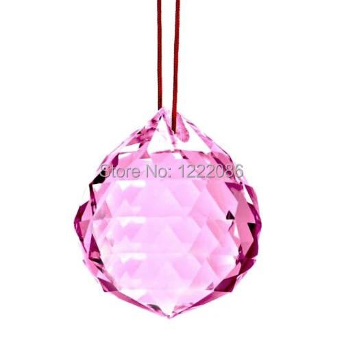 

40pcs 40mm Pink Crystal Faceted Ball chandelier prisms pendant suncatcher Free Shipping