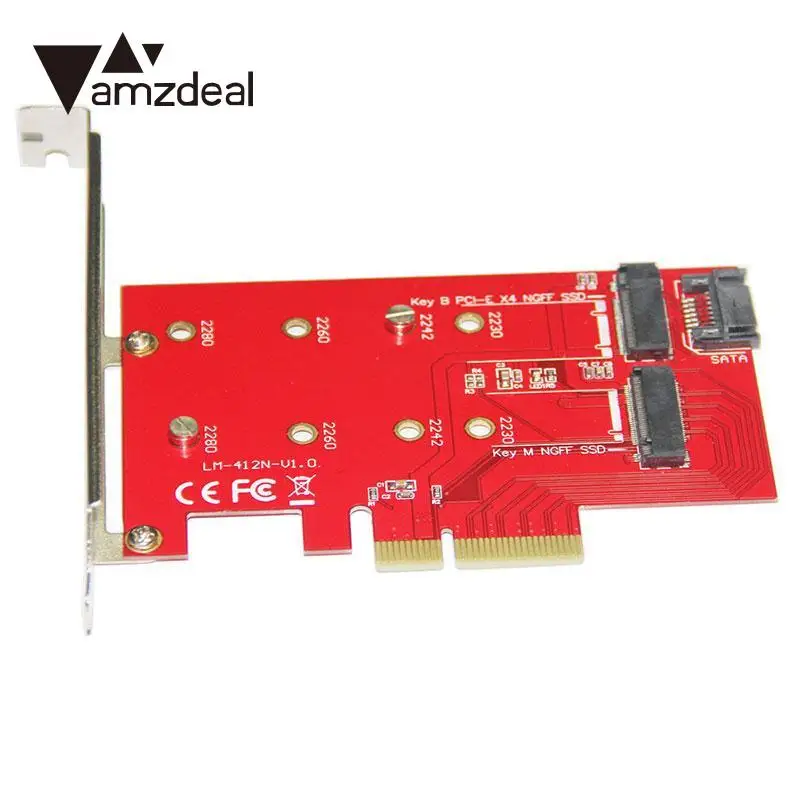 AMZDEAL M.2 NGFF SSD на PCI E PCIE SATA III 3 адаптер преобразователь доска w/кабель передачи