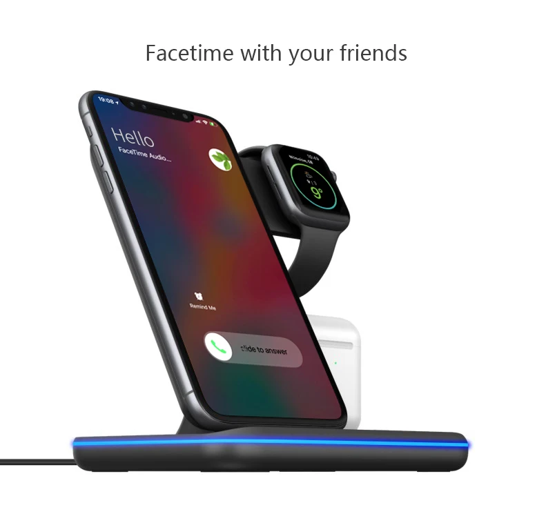 3 в 1 беспроводная зарядная станция для iPhone XS Max XR X 8 Plus 15 Вт Qi быстрая зарядная подставка для Apple Watch 4 3 2 1 AirPods 2