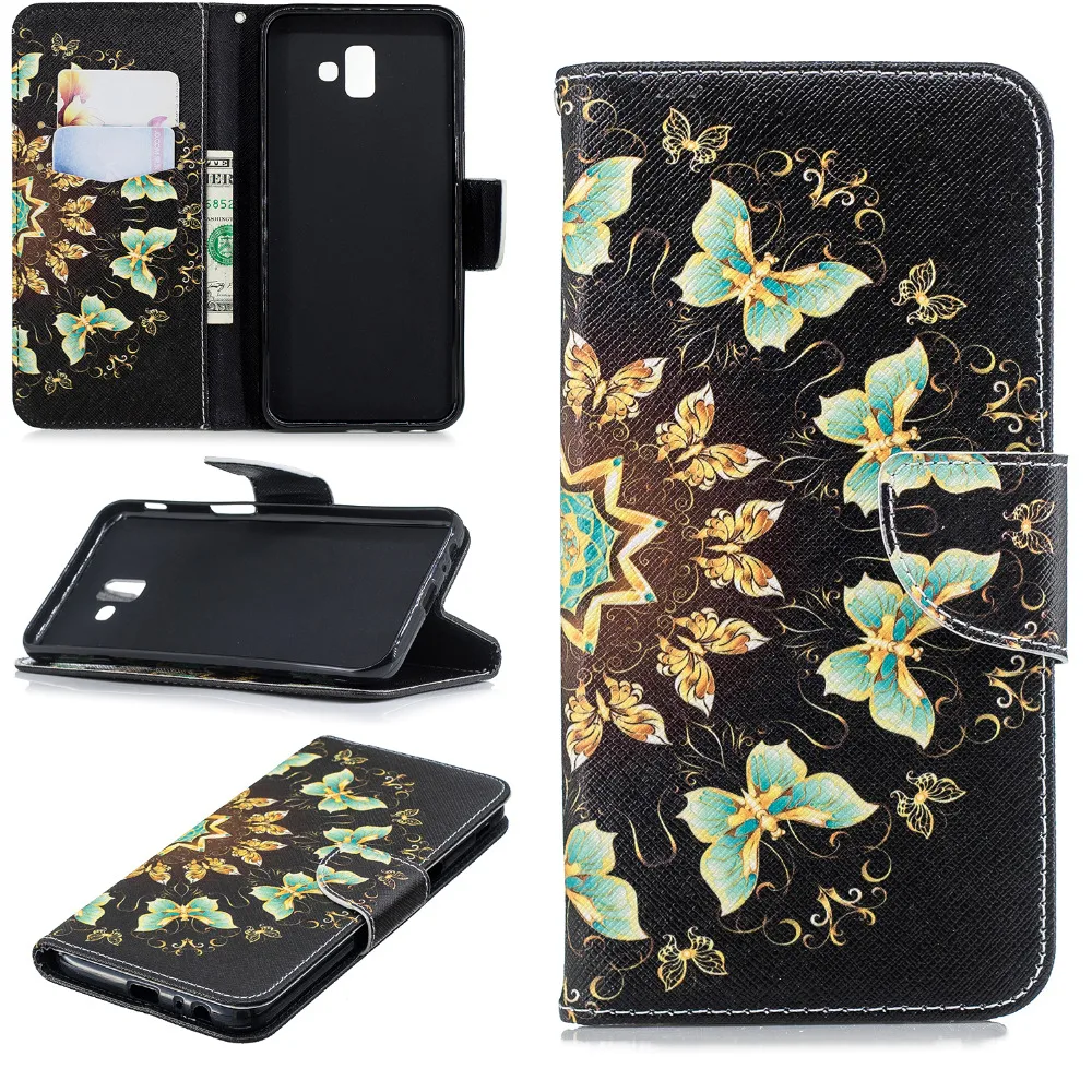J6() кожаный чехол для samsung galaxy J4 J6 чехол A10 A20E A20 A30 A40 A50 A70 Coque для samsung J6 плюс кошелек флип-чехол