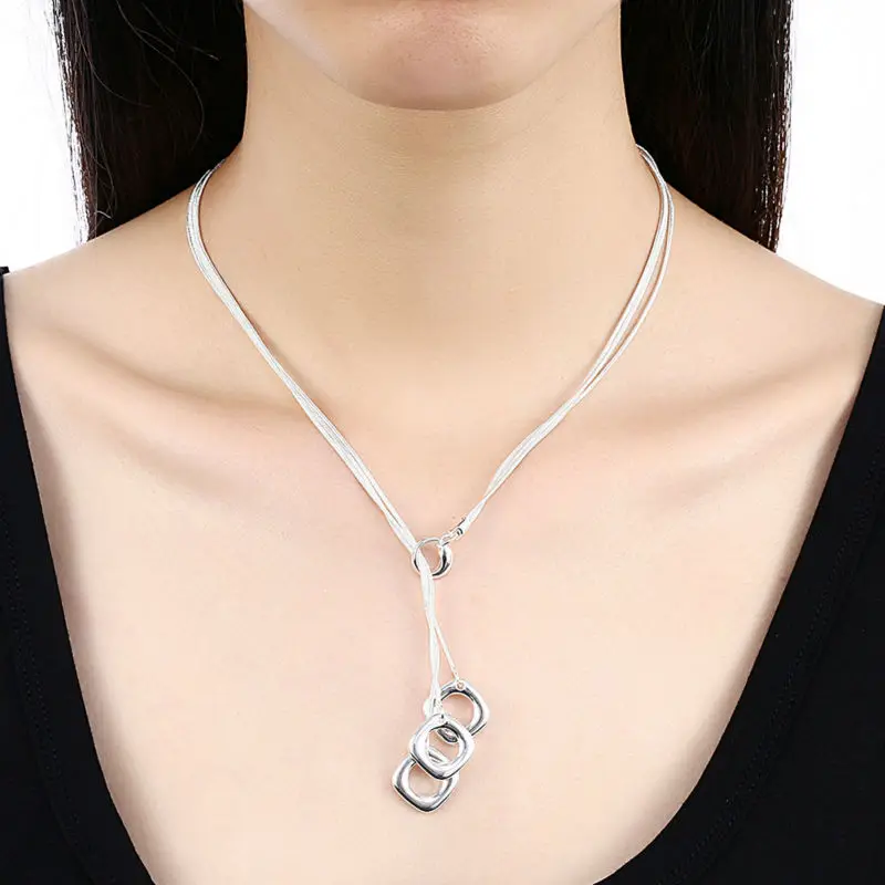 Лидер продаж цепочка с серебряными линиями подвеской в виде трех круглых