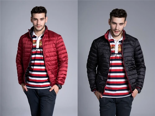black and red NewBang брендовый пуховик мужской ультра легкий пуховик мужская двусторонняя пуховая Двусторонняя парка ветровка светильник - Цвет: black and red