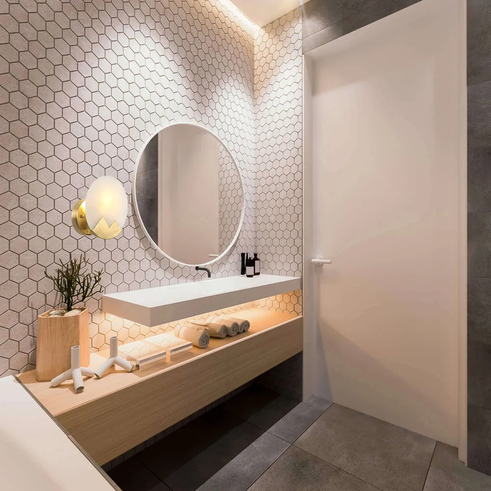 Простой античный настенный светильник декоративные бра из чистой меди мраморный