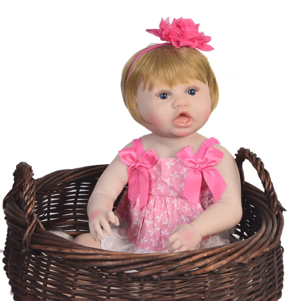 

New bebes reborn full vinyl silicone reborn baby dolls 23"57cm pretty girl doll gift boneca reborn silicone completa
