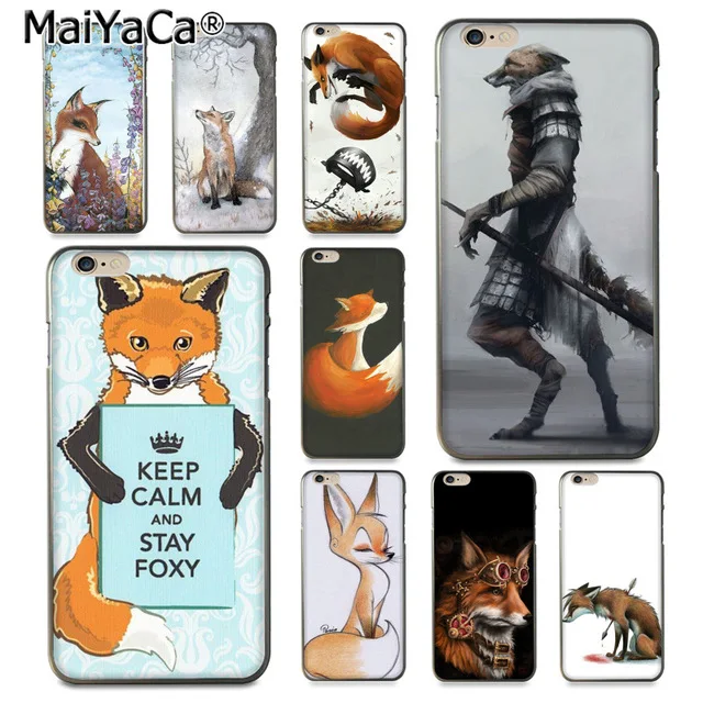 MaiYaCa Рисование животных лисы Акварельная живопись для iPhone 4S SE 5C 5S 6 6S 7 8 Plus X XR XS MAX