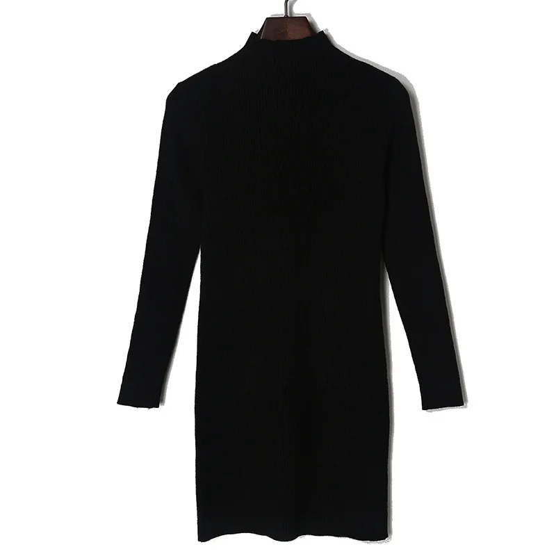 2017 зимние корейский Тонкий Вязание платье Женские Элегантные Винтаж Bodycon