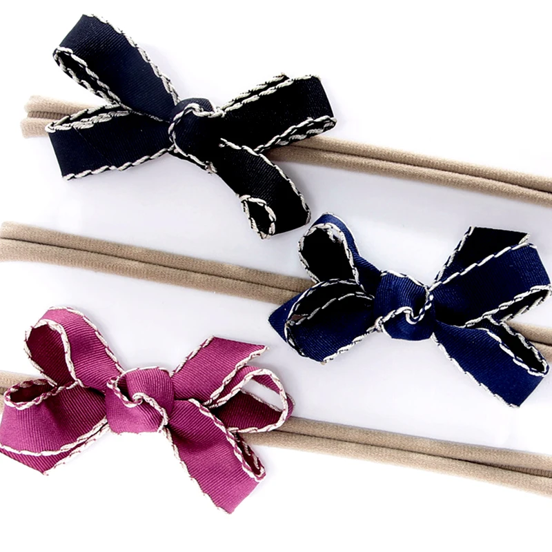 1 шт. нейлоновая повязка на голову для маленьких девочек Bebe лента с бантом волос