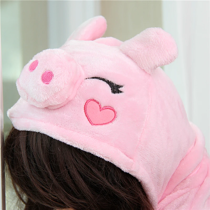 кигуруми Мальчики Девочки Пижамы теплые Зимние животные Стежка Свинья для Детей