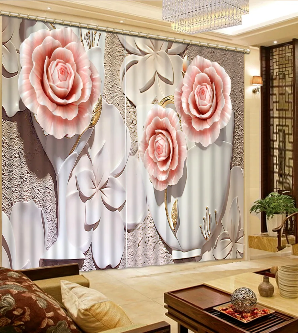 Fashion 3D Home Decor Beautiful relief 3d curtain flower fashion decor home decoration for bedroom living room | Дом и сад