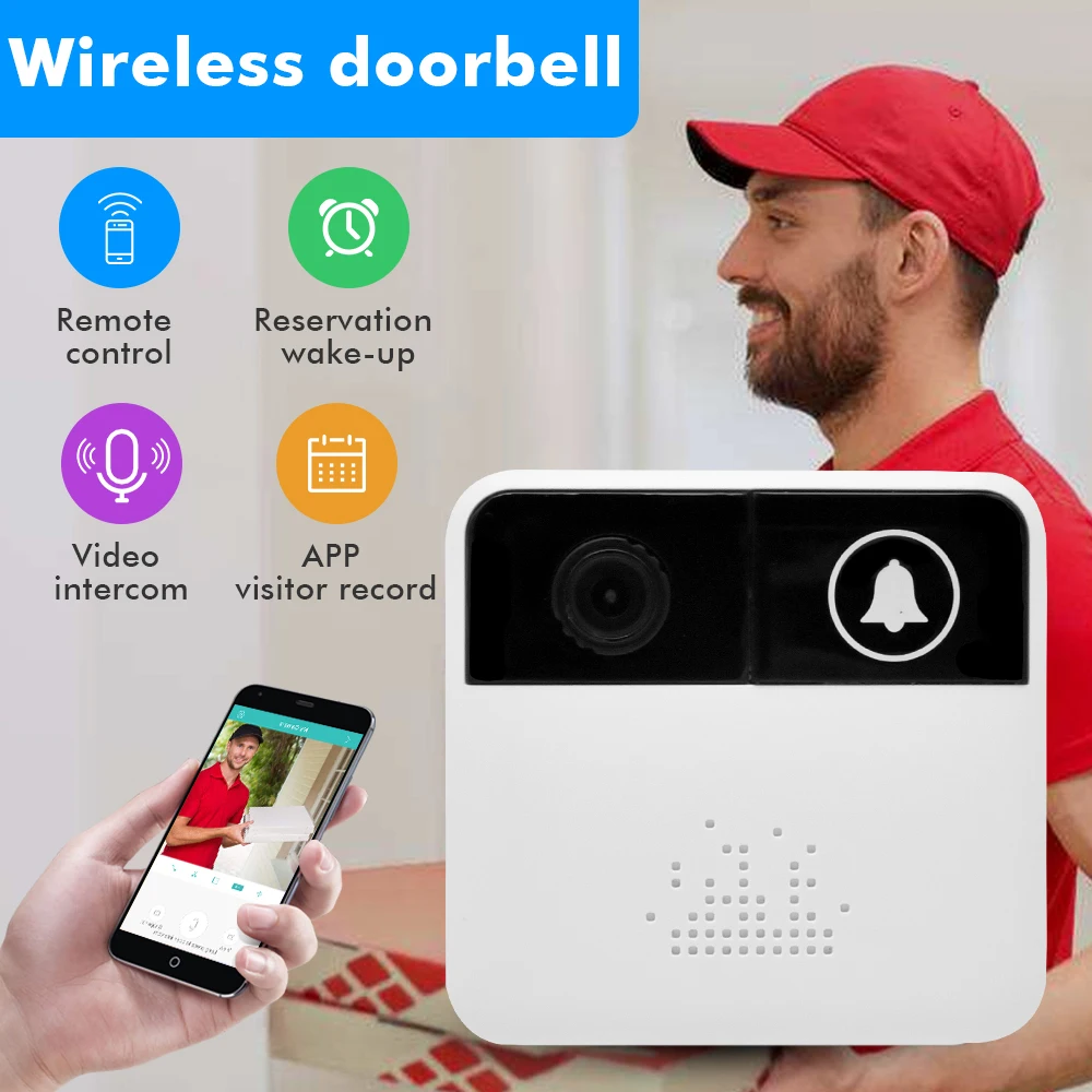 Wistino WiFi Doorbell Intercom HD 720P Camera Recorder Door Bell Wireless Video Night Vision Two-Way Audio Remote Control | Безопасность