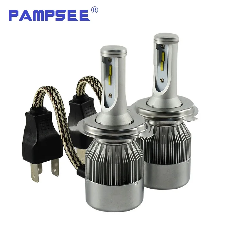 PAMPSEE C6F CSP Chip светодиодная лампа для фар H3 H7 H4 H11 72 Вт 7600LM турбо вентилятор холодный