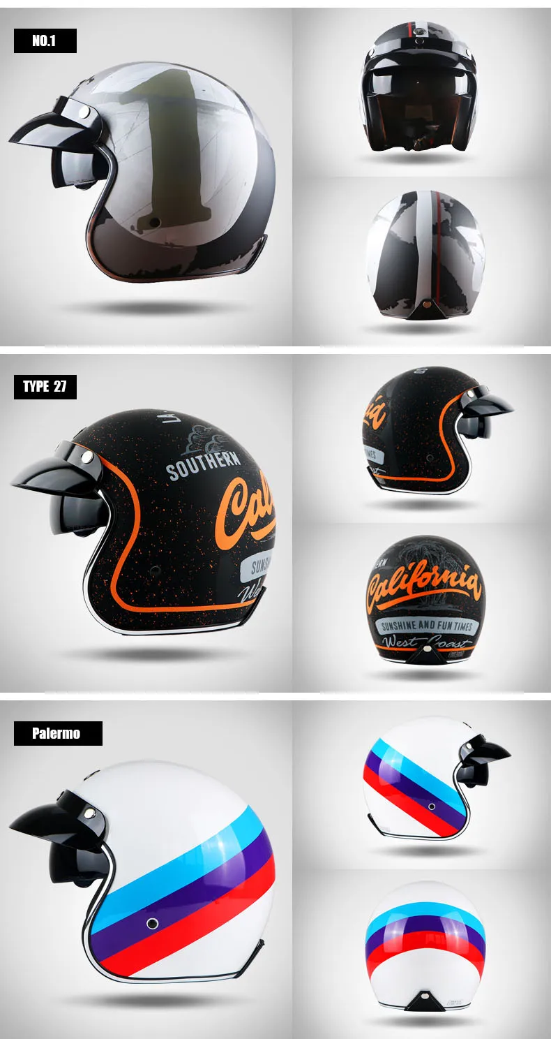 TORC T57 винтажный шлем moto rcycle с открытым лицом 3/4 шлем с внутренним козырьком moto cross jet Ретро capacete мотоциклетный шлем ECE