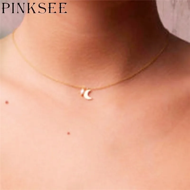 Женский кулон в виде маленькой Луны PINKSEE простом стиле белого и черного цвета