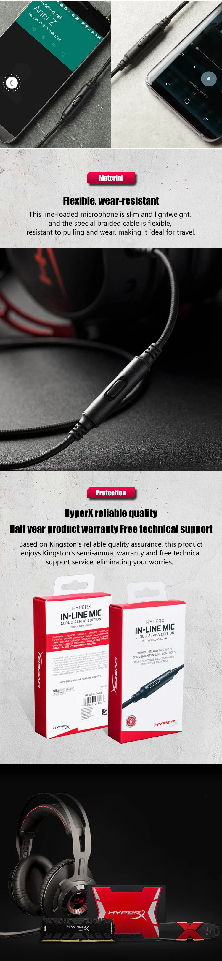 Проводное управление проводным микрофоном kingston HyperX Cloud Alpha