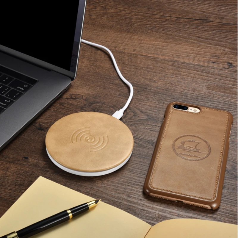 Wireless Charger for IPhone X Leather Fast Phone Samsung S8 S9 Plus Note 8 Power Bank | Мобильные телефоны и аксессуары