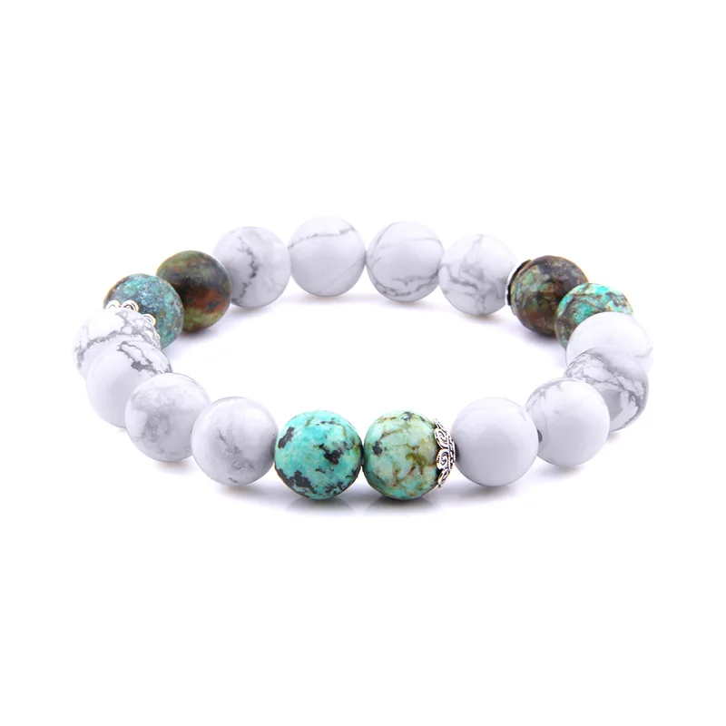 10mm White Pine Tiger Eye Bracelets For Women Men Nature Agates Spotted stone Beads Bracelet Friendship Silver Charm | Украшения и
