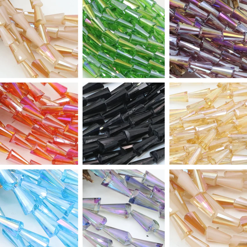 Бусины стеклянные в форме капли воды 8 х16 мм 9 цветов|crystal glass beads|glass beadsspacer beads |