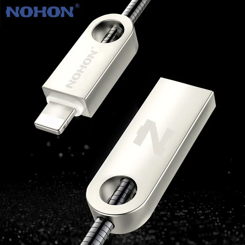 Оригинальный металлический 8 контактный USB кабель NOHON для iPhone 11 Pro X Xs Xr 7 6S 6 Plus 5 5S iPad