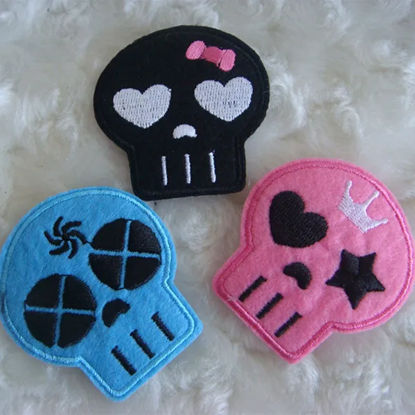 3 шт. вышитый череп синий розовый черный Сделай Сам утюжок аппликация нашивка A208