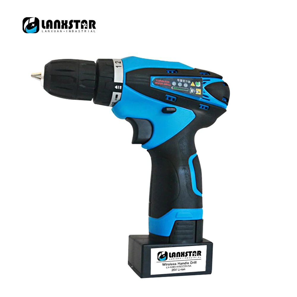 Промышленная аккумуляторная отвертка 25 в, Беспроводная электрическая дрель, двухскоростная перезаряжаемая литиевая батарея, водонепроницаемая светодиодсветильник дрель