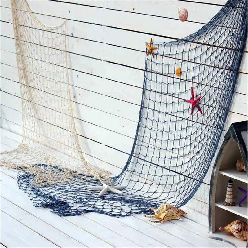 Marine Style Decorative Fishnet Wedding Decoration Baby Shower Birthday Party Hawaii Bachelorette Mermaid Party Decoration. Q
