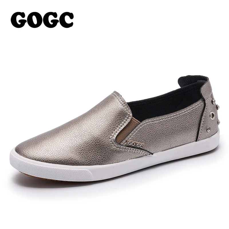 GOGC/обувь с кристаллами и заклепками, Женская дышащая дизайнерская обувь, женские Роскошный холст, женские белые кроссовки, повседневная обувь G980