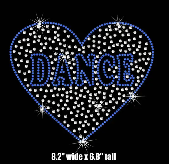 

2pc/lot Love dance stones sticker hot fix rhinestone applique iron on transfer applique patches fixing rhinestones