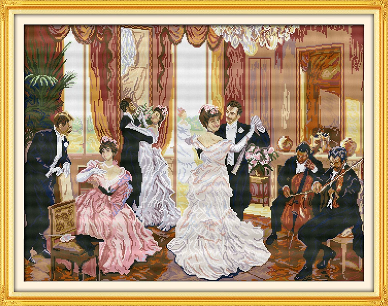 

The family party cross stitch kit people 18ct 14ct 11ct count print canvas stitches embroidery DIY handmade needlework
