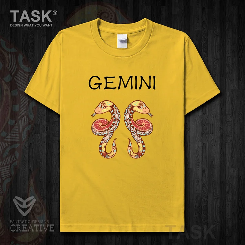 Мужская футболка с надписью Twelve concellations одежда короткими рукавами и принтом Gemini
