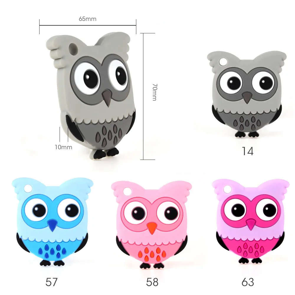 Owl-choose TYRY. HU 10 шт., силиконовый Прорезыватель для зубов, мультяшный коала, лиса, слон, динозавр, пищевая прорезыватель, прорезыватель, игрушка, сделай сам, подарки для детей, цепочка для соски - Цвет: Owl-choose