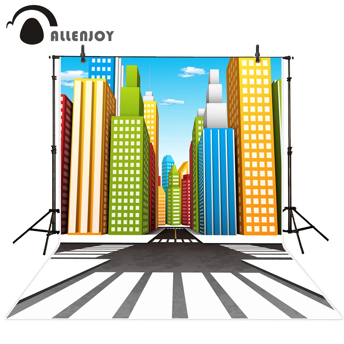 Allenjoy Фотофон перекресток Зебра мультфильм здание красочные фото фон фотография