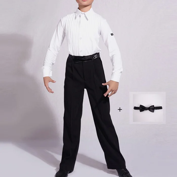Style 1 Современная танцевальная одежда, Новое поступление, для мальчиков для Бальных и латиноамериканских танцев костюм комплект белая рубашка+ черные брюки 2 шт. латиноамериканские танцы костюмы - Цвет: Style 1