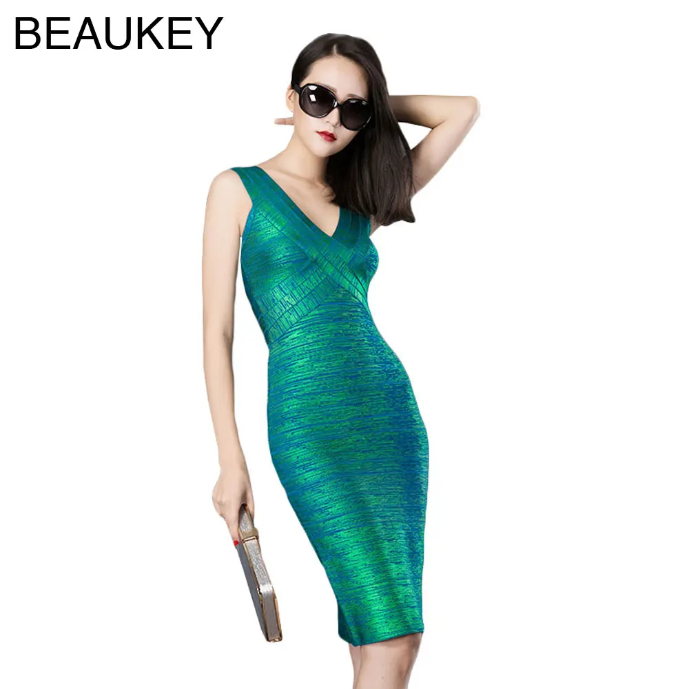 BEAUKEY Новые поступления Для женщин сексуальный v образный вырез зеленый металлик