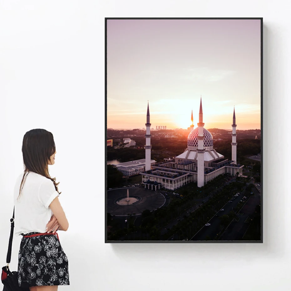 Мекка мечеть пейзаж современный Арабский исламский ПЕЧАТЬ Плакаты исламское