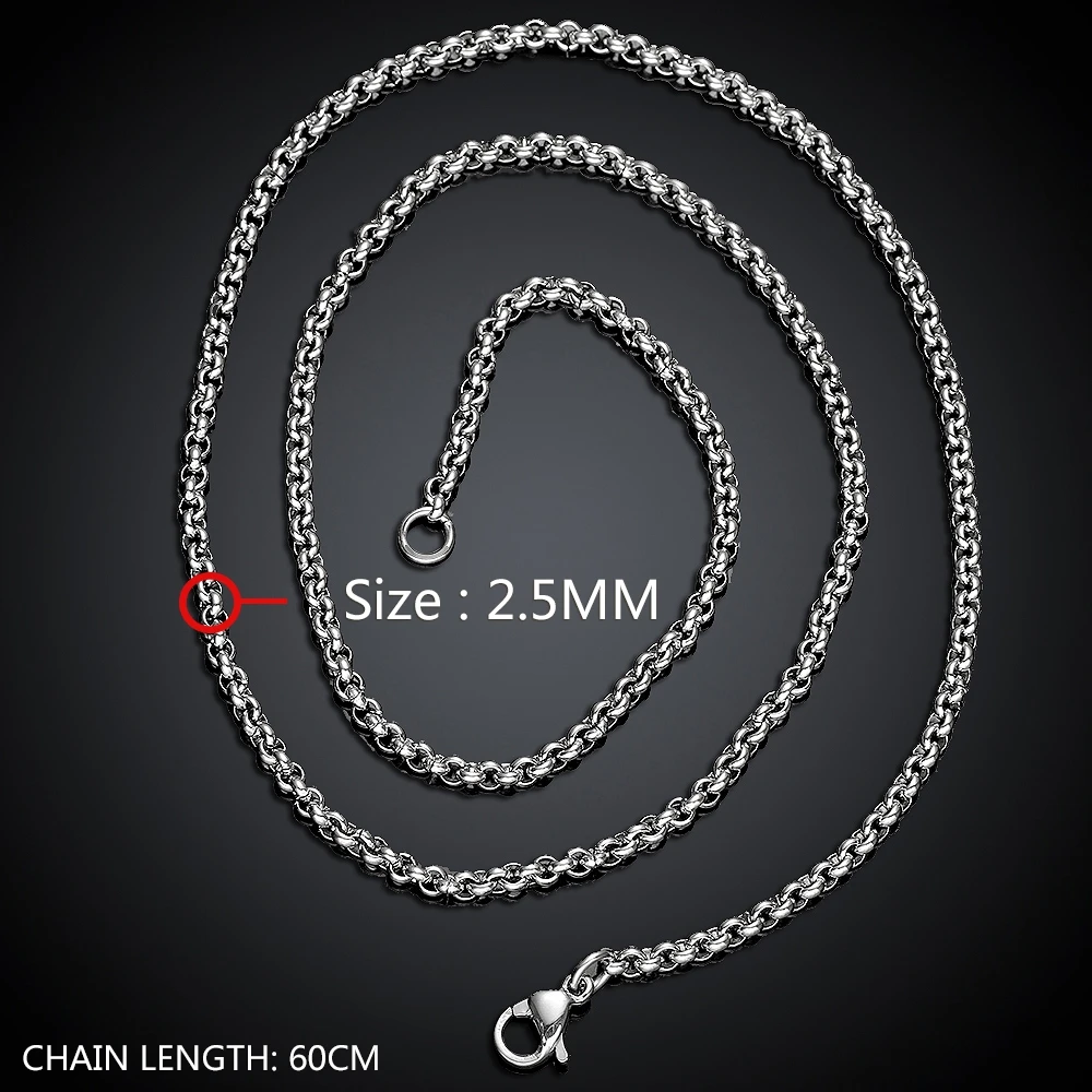 Ожерелье из нержавеющей стали Классический Панк 2 5 мм Ширина 18 &quot20&quot 22 &quot24&quot