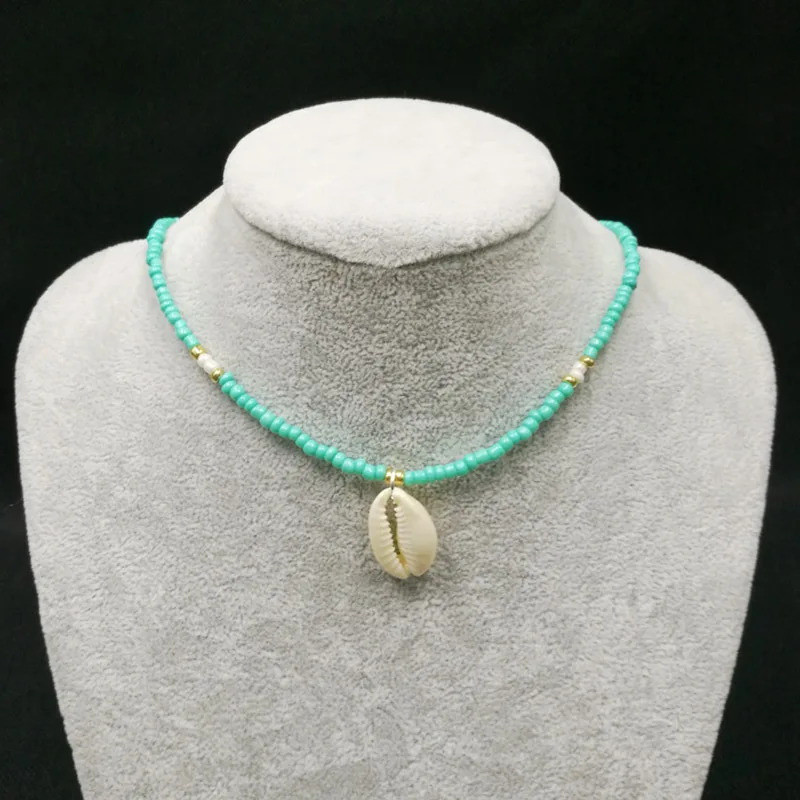 Женское ожерелье с подвеской в виде ракушки из натурального камня