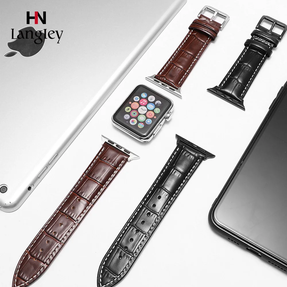 Ремешок из натуральной воловьей кожи для iwatch Series 5/4/3 40 мм 44 сменный Браслет apple Watch