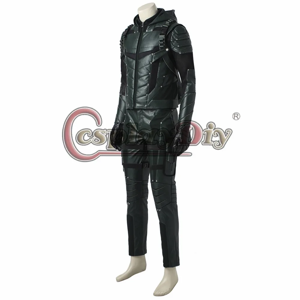 New Arrival Green Arrow Season 5 Oliver Queen Cosplay Costume Men Outfit For Halloween Party Custom Made With Shoes J10