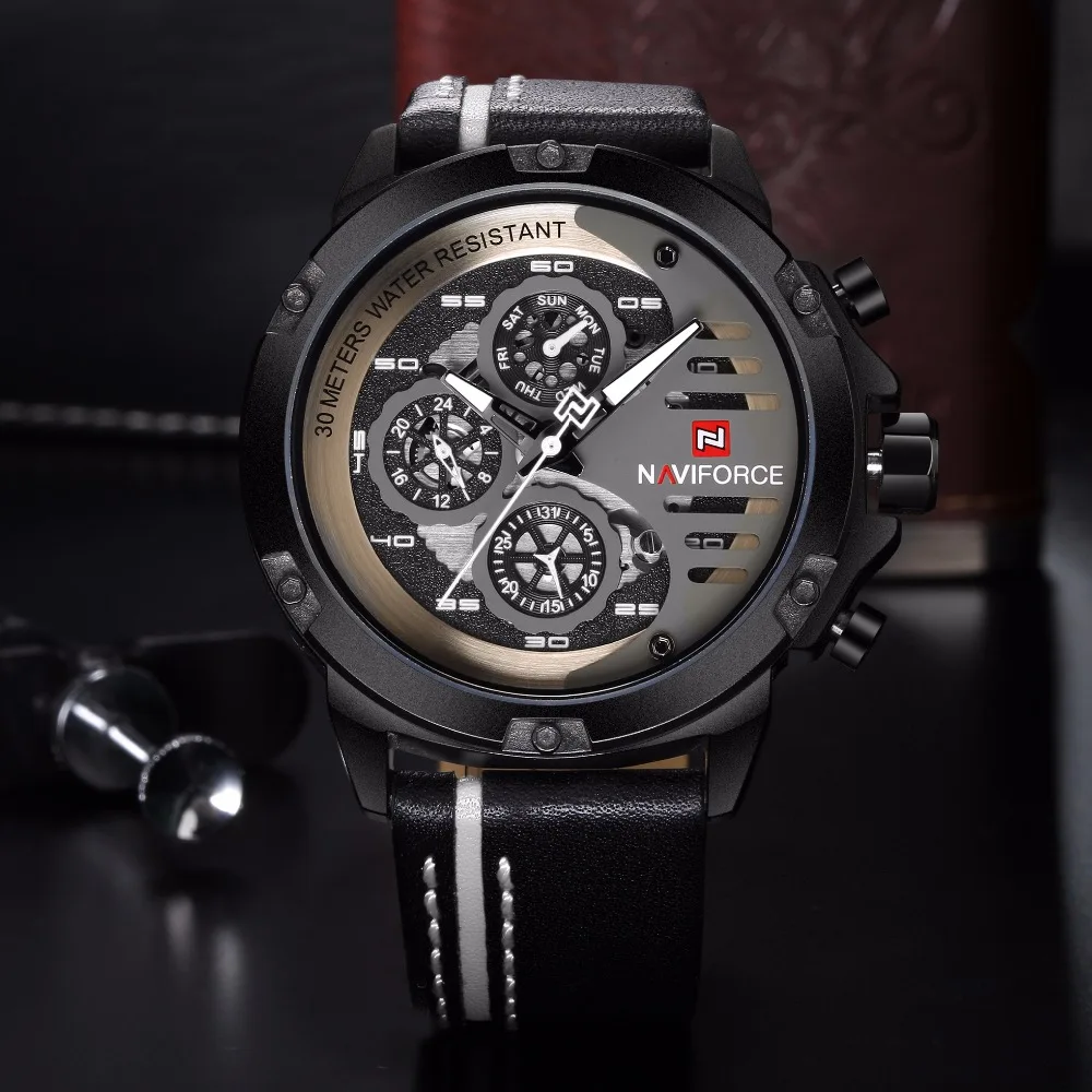 Часы наручные NAVIFORCE Мужские кварцевые брендовые Роскошные водонепроницаемые