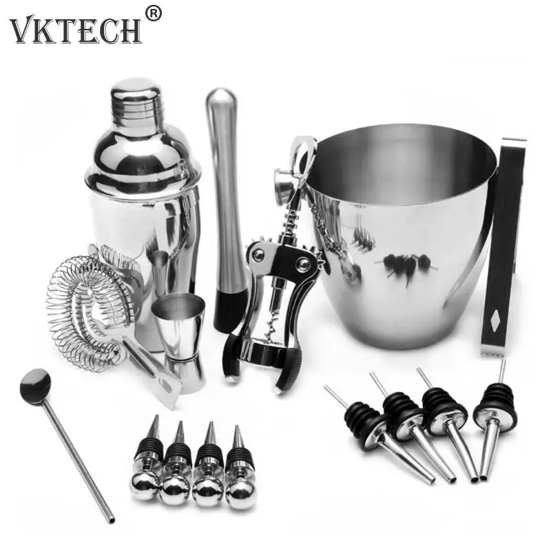 16pcs 550mL 5 шт. 16 шт./компл. Нержавеющая сталь шейкер для коктейлей винный коктейль-миксер для льда вечерние Барные инструменты для профессионального бармен - Цвет: 16pcs 550mL