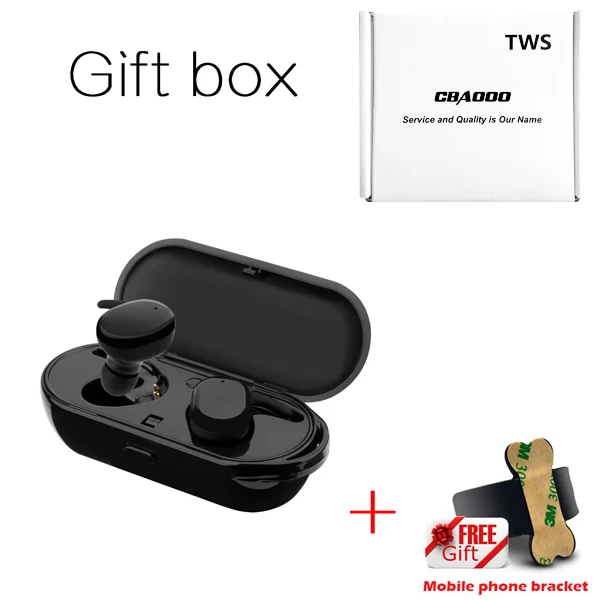 Gift box CBAOOO TWS Bluetooth наушники V5.0 беспроводные наушники сенсорное управление наушники 3D объемный звук и зарядная корзина для всех смартфонов - Цвет: Gift box