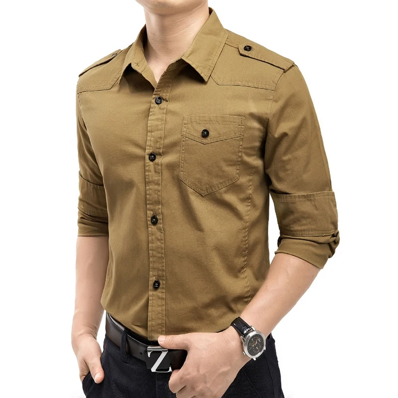 2020 однотонные мужские рубашки с длинным рукавом приталенная рубашка карго