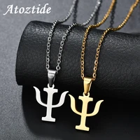 atoztide simple stainless steel greek letter psi symbol necklace pendant gold color for women psychology kettings new year gift