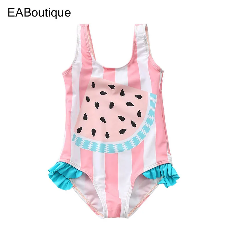 EABoutique/Летняя одежда для купания с милым рисунком маленьких девочек в полоску