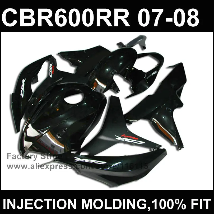 Полностью черный комплект обтекателей из АБС пластика для HONDA CBR 600 RR литьевая